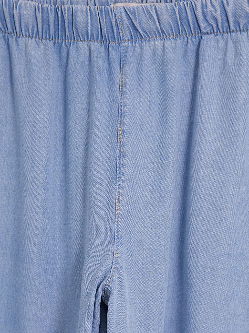 İndigo Beli Lastikli Wideleg Kadın Jean Pantolon-2