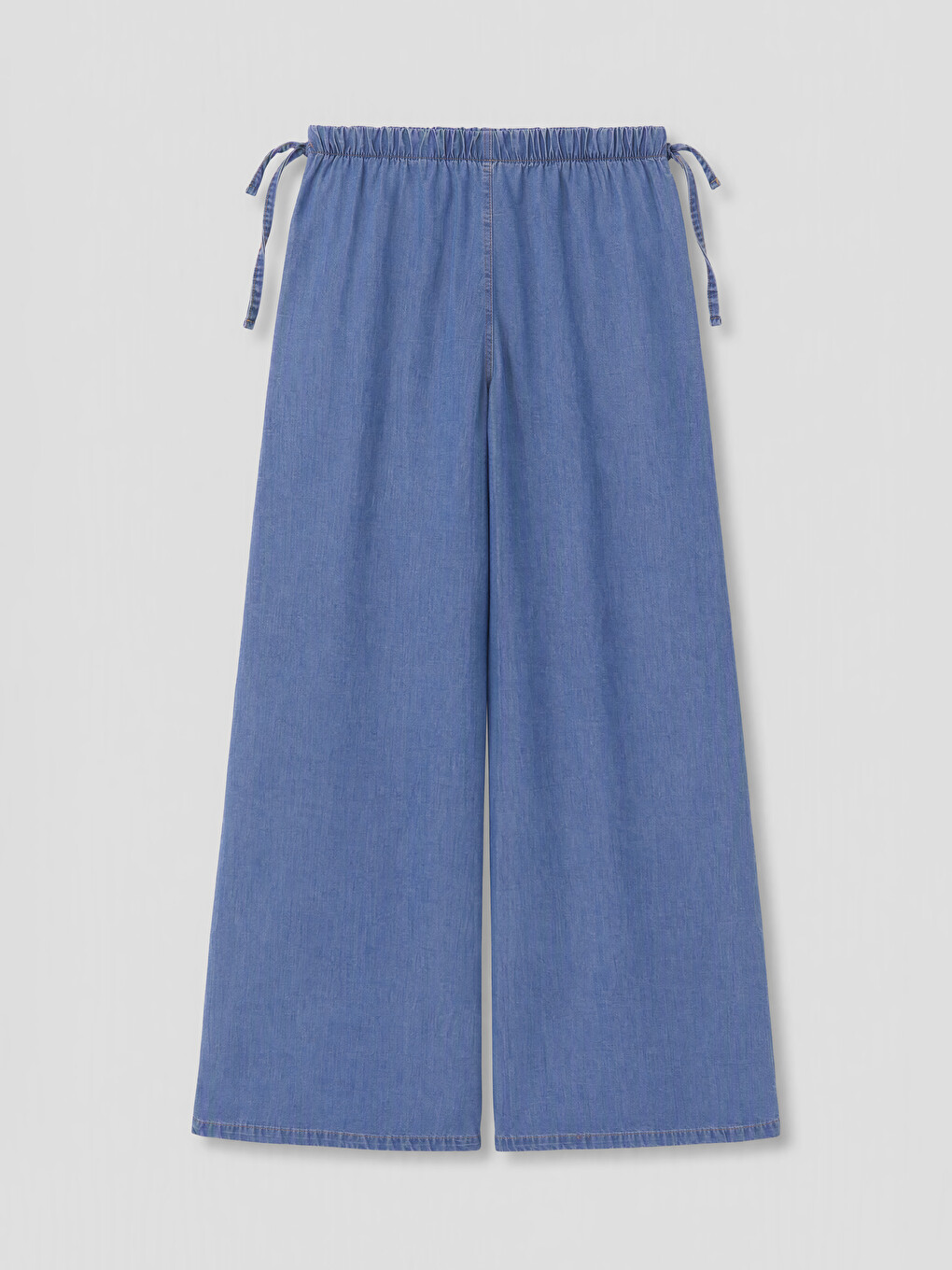 İndigo Beli Lastikli Wideleg Kadın Jean Pantolon-1