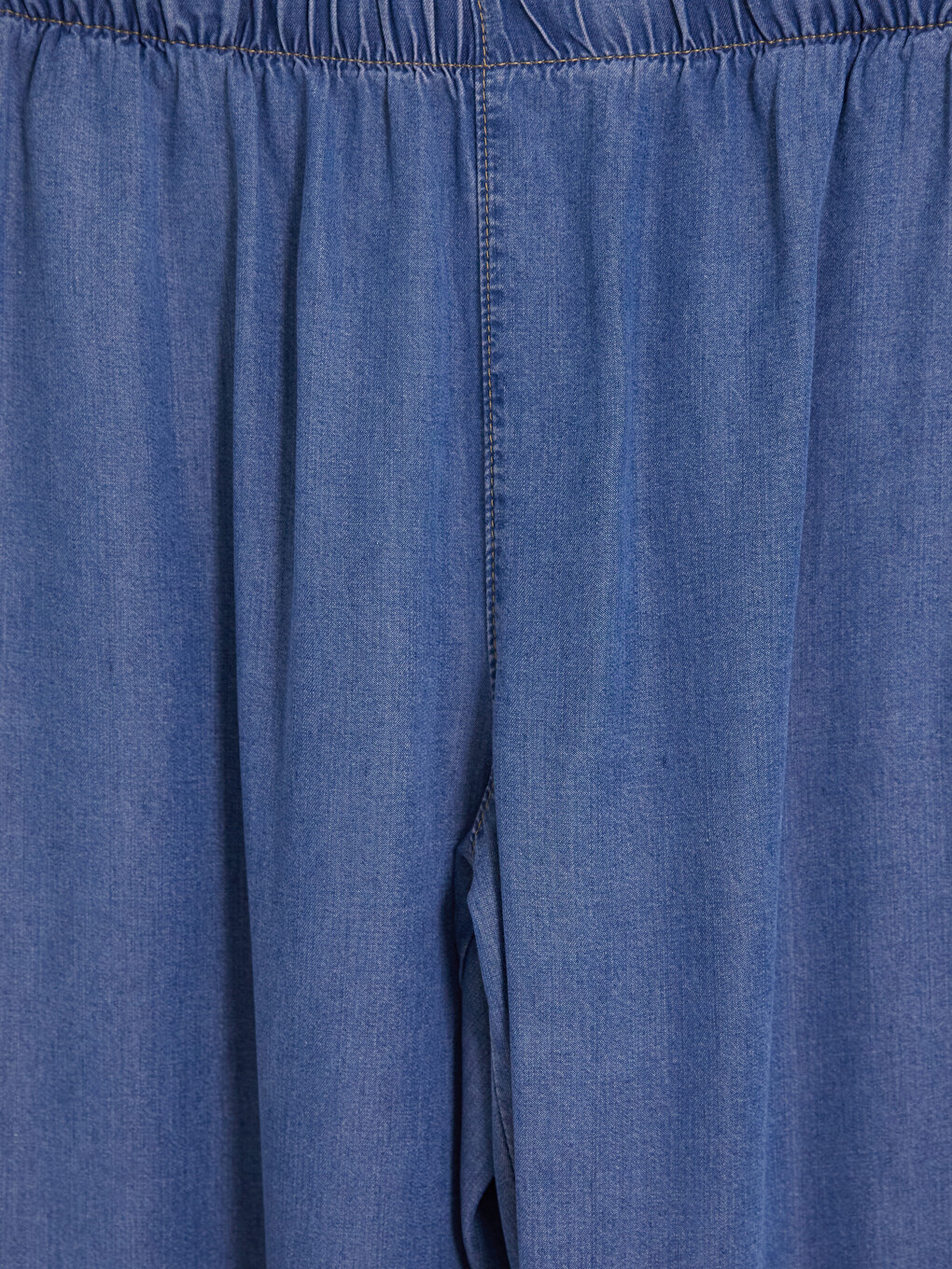 İndigo Beli Lastikli Wideleg Kadın Jean Pantolon-2
