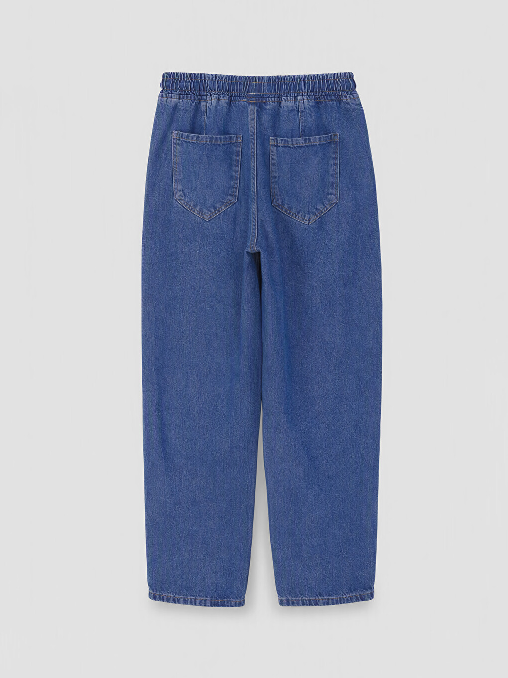 İndigo Beli Lastikli Balloon Fit Kadın Jean Pantolon-1
