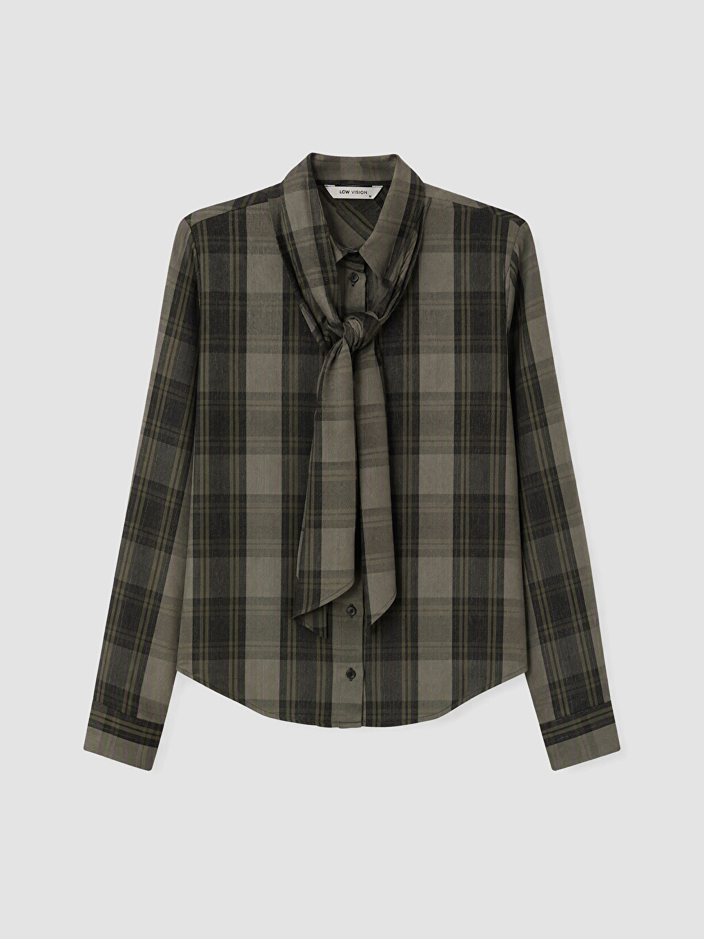 Tie Neck Plaid Women's Lumberjack Shirt-4