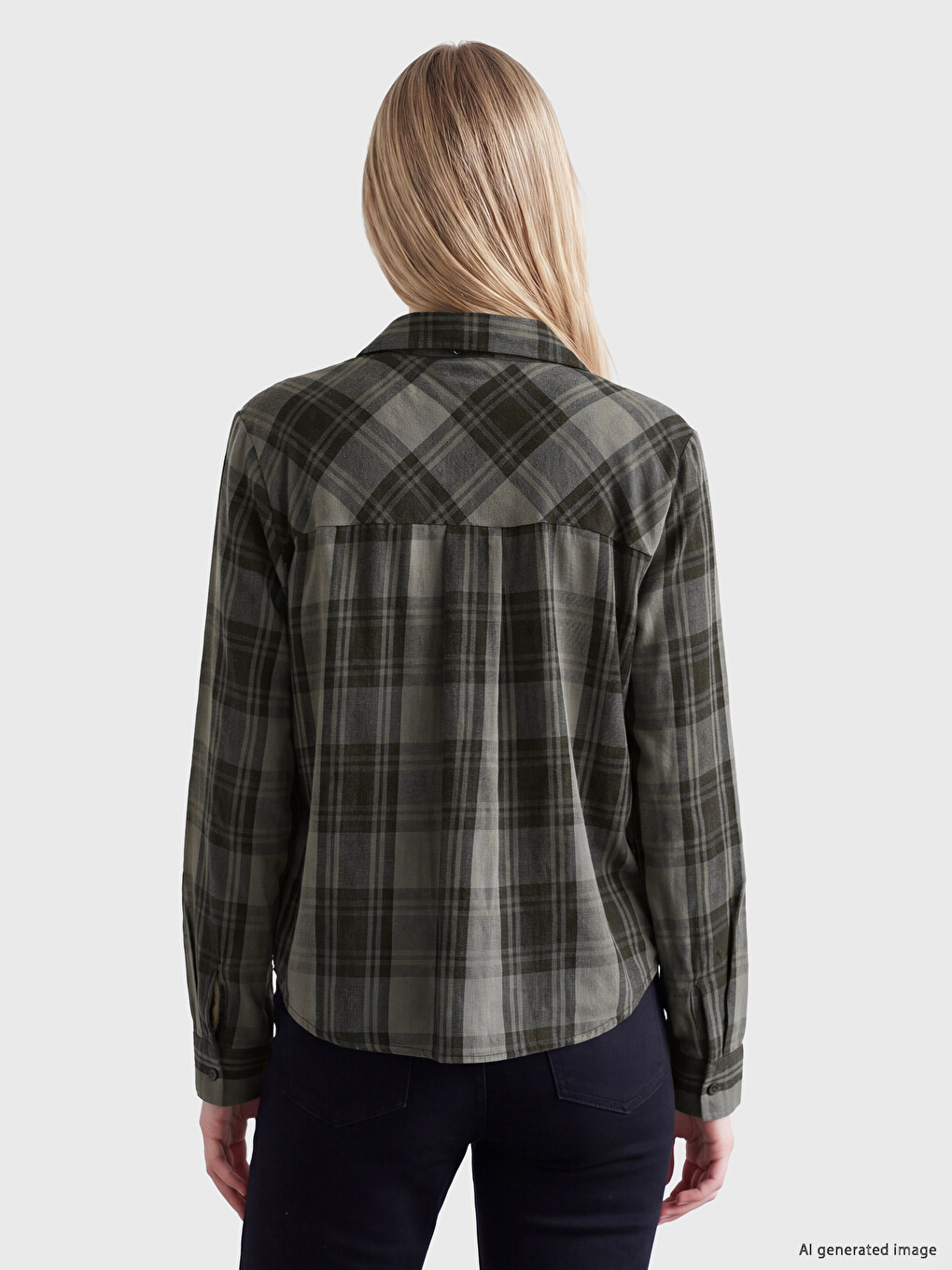 Tie Neck Plaid Women's Lumberjack Shirt-3