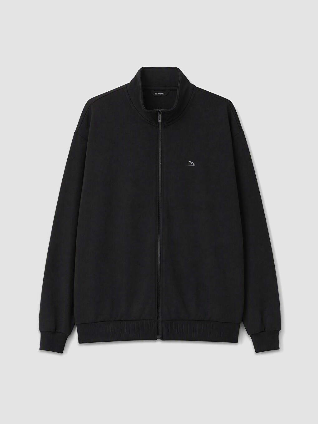 Siyah Dik Yaka Erkek Fermuarlı Sweatshirt-4