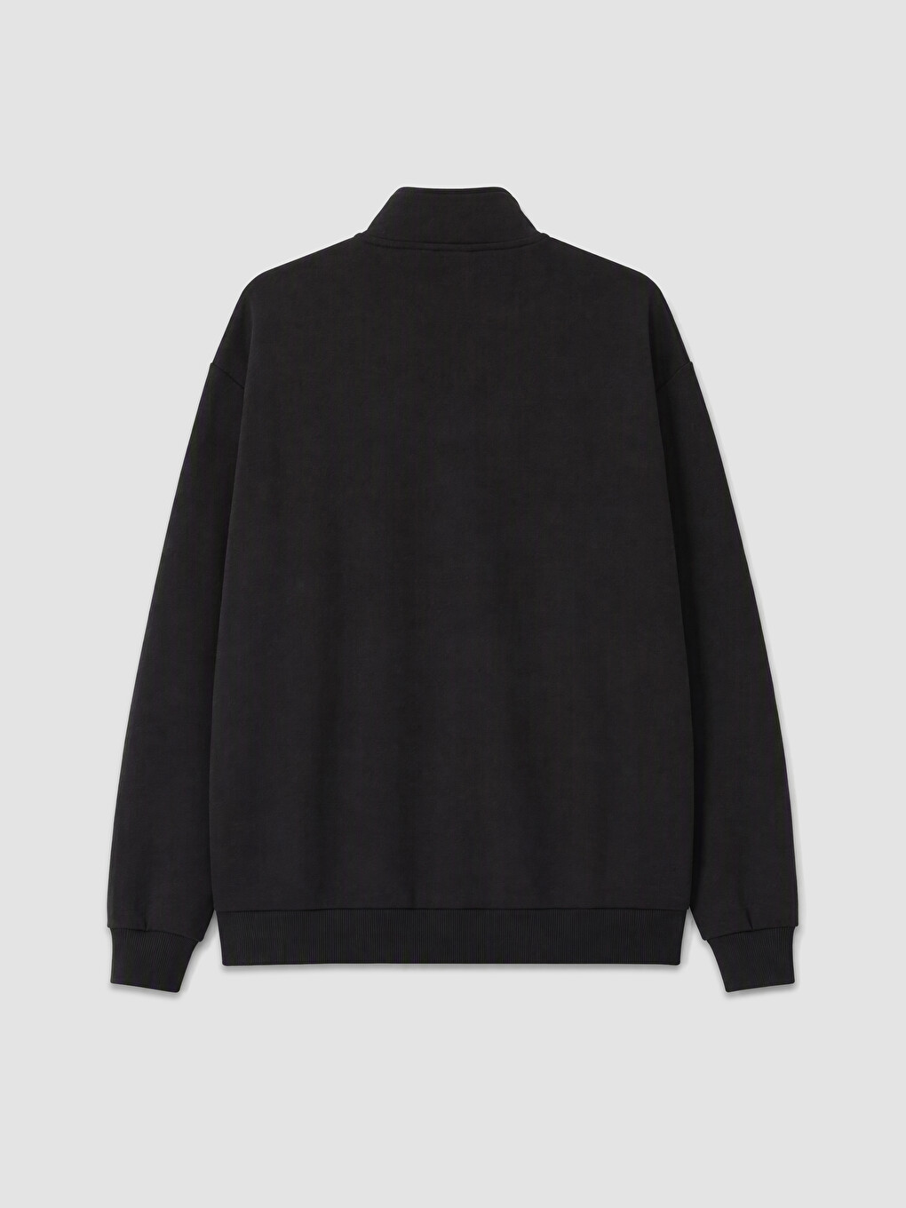 Siyah Dik Yaka Erkek Fermuarlı Sweatshirt-5