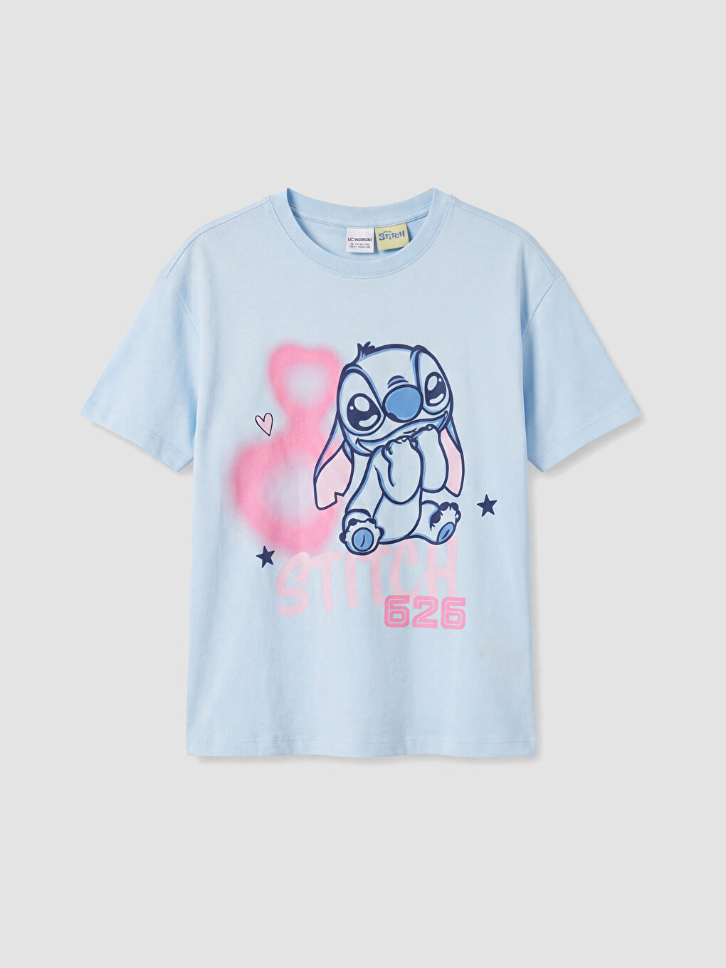 Mavi Stitch Baskılı Kız Çocuk Pijama Takım-1