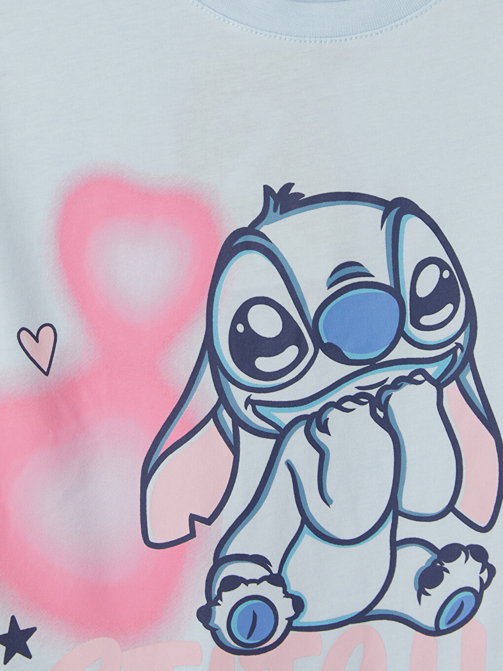 Mavi Stitch Baskılı Kız Çocuk Pijama Takım-2