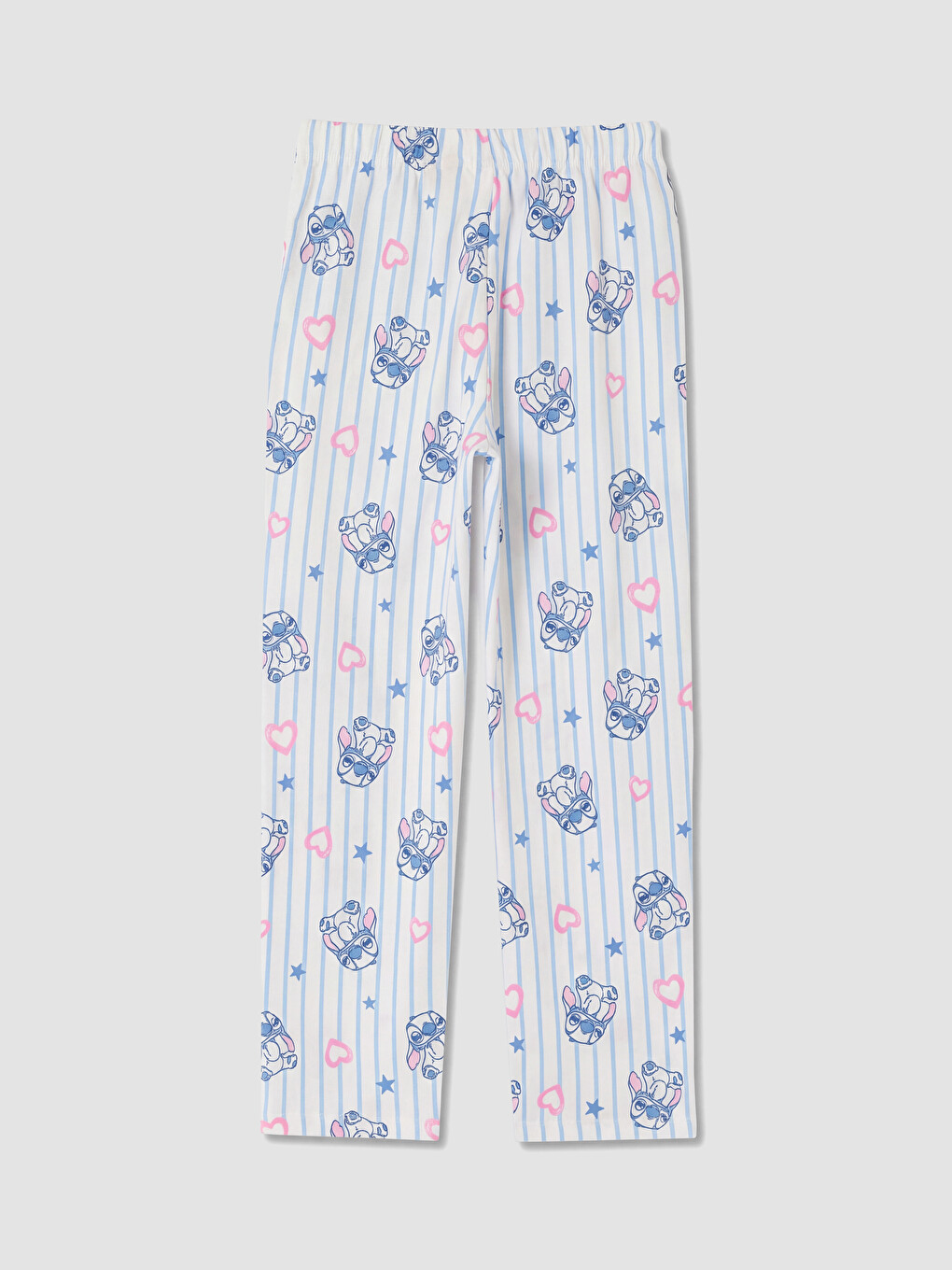 Mavi Stitch Baskılı Kız Çocuk Pijama Takım-6