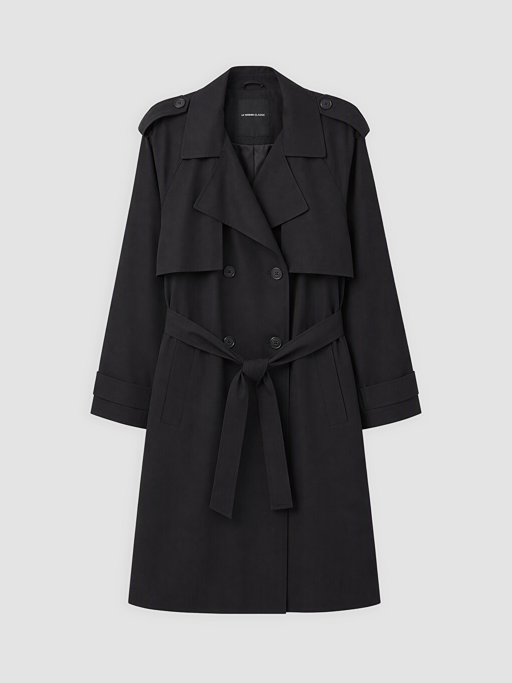 Jacket Collar With Sash Women's Trench Coat-5
