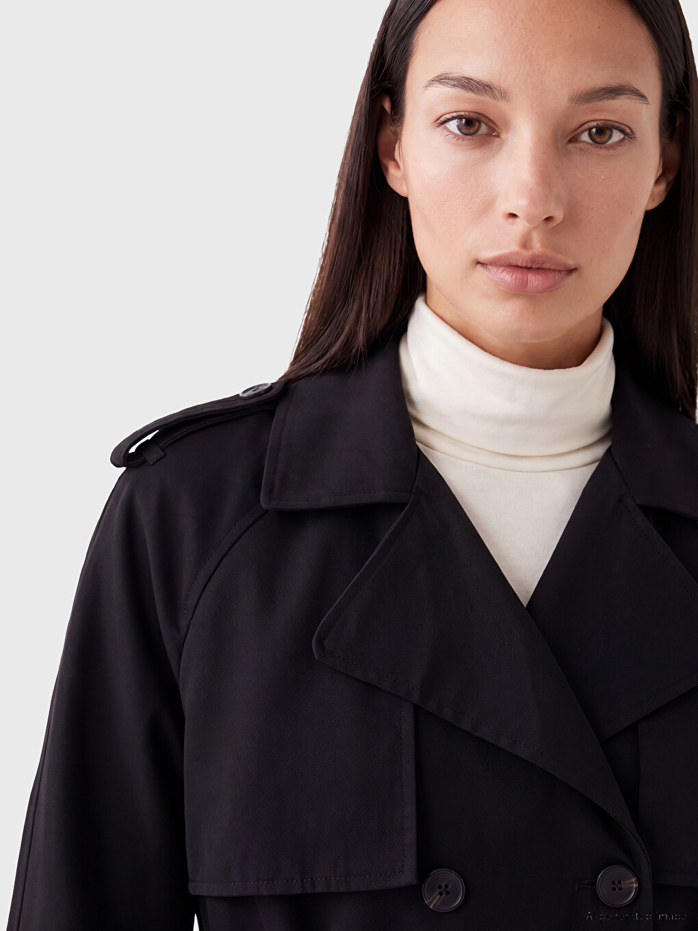 Jacket Collar With Sash Women's Trench Coat-2