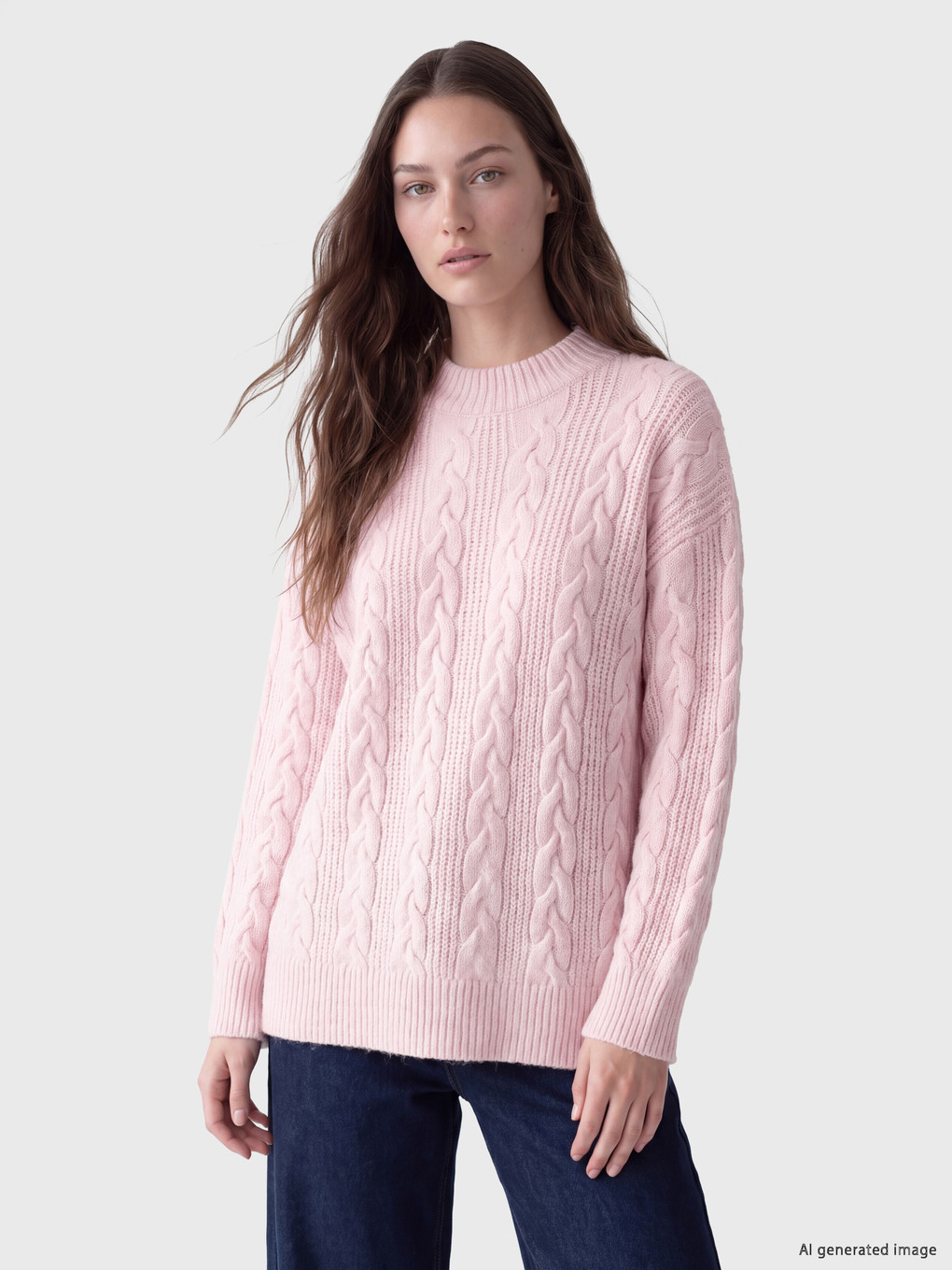 Tunikë Triko Me Motive Me Jakë Golf Me Model Cable Knit Për Gra