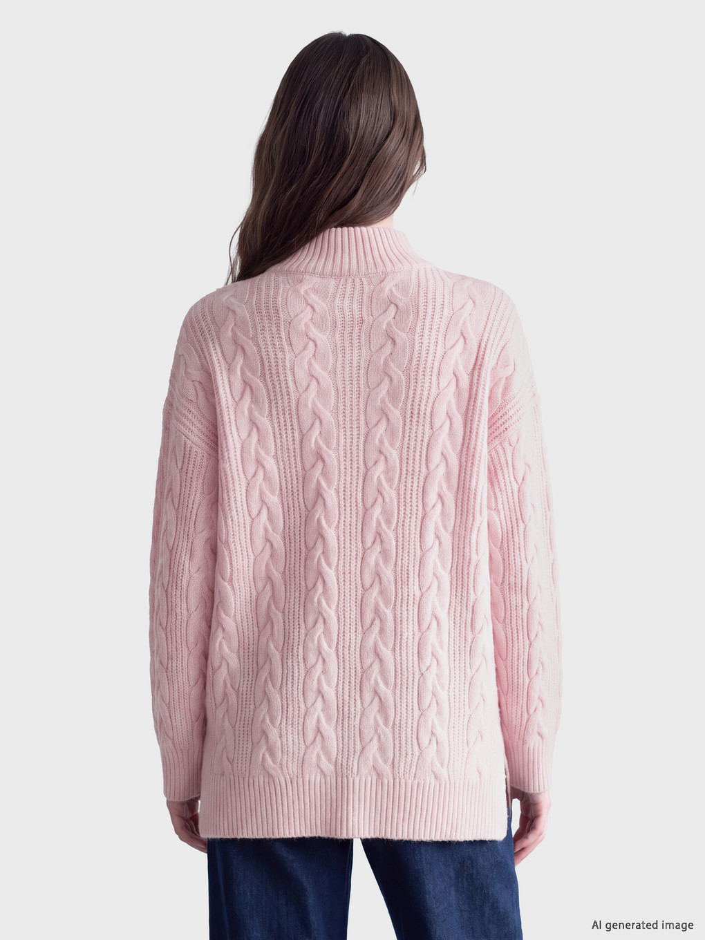 Tunikë Triko Me Motive Me Jakë Golf Me Model Cable Knit Për Gra-3