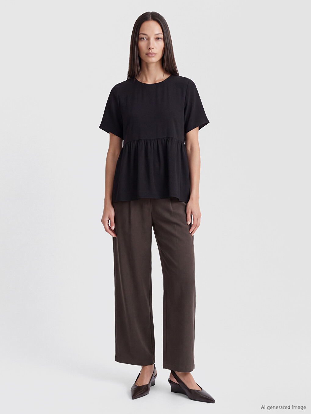 Bluză Plus Size Cu Volănașe Cu Fronseuri-1