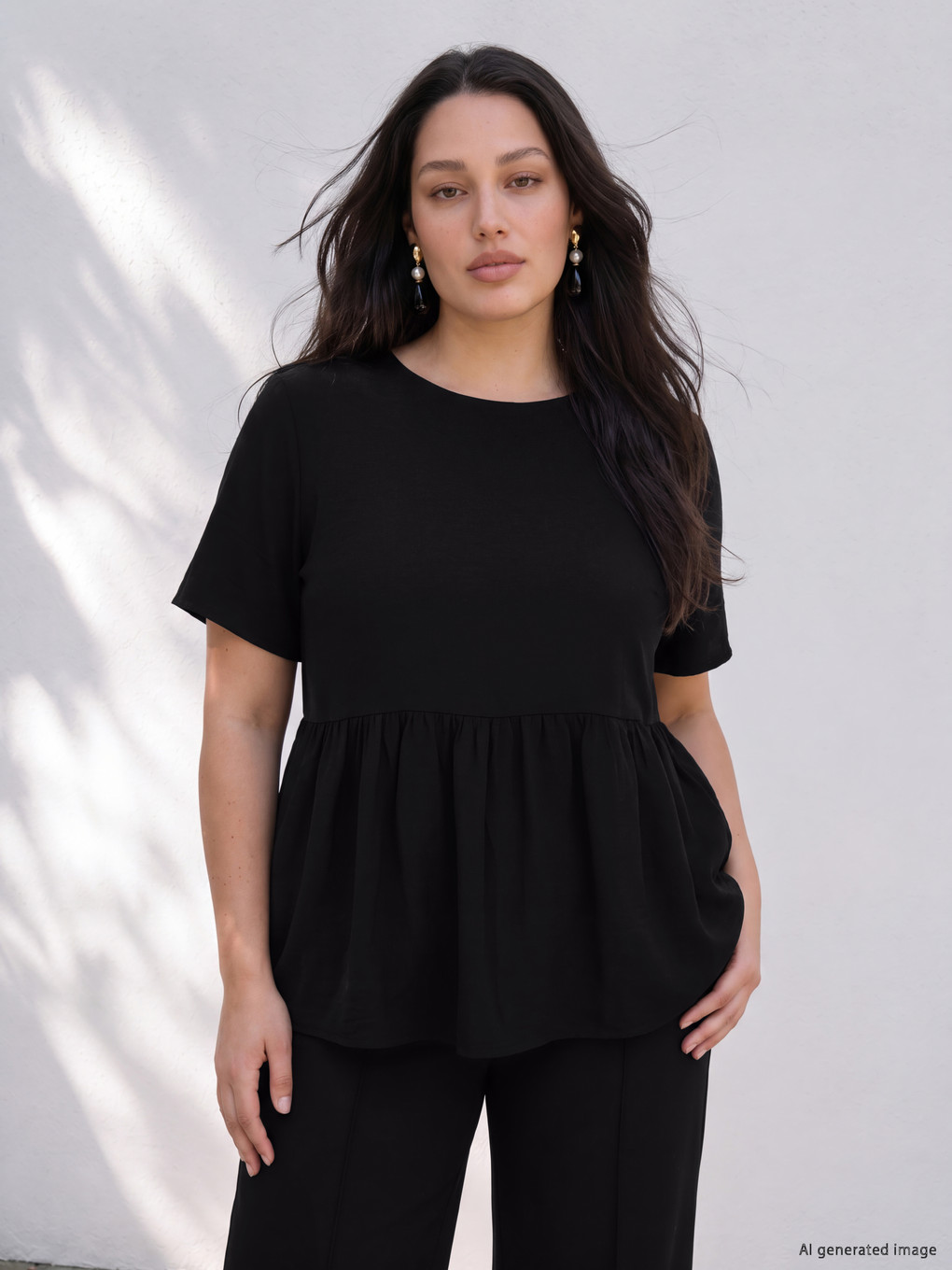 Plus Size Frilled Ruched Blouse-4