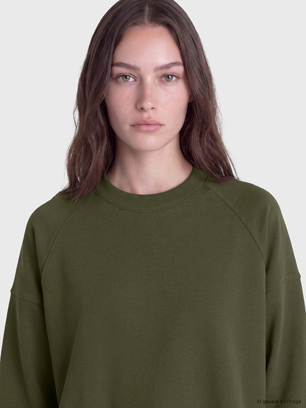 Yeşil Oversize Kadın Kalın Sweatshirt Tunik-2