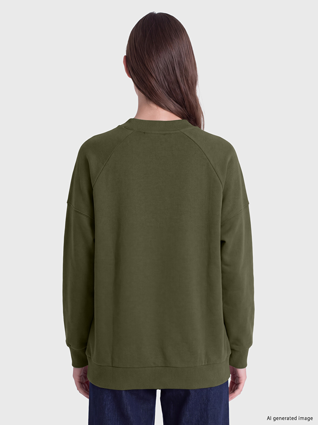 Yeşil Oversize Kadın Kalın Sweatshirt Tunik-3