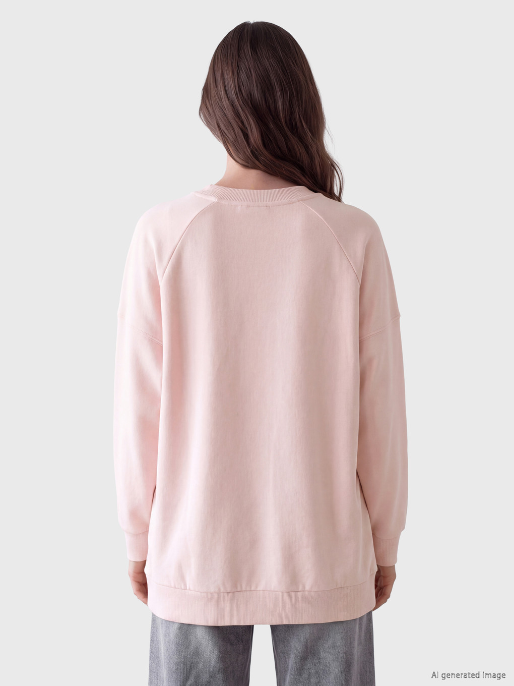 Pembe Bisiklet Yaka Kadın Sweatshirt Tunik-3