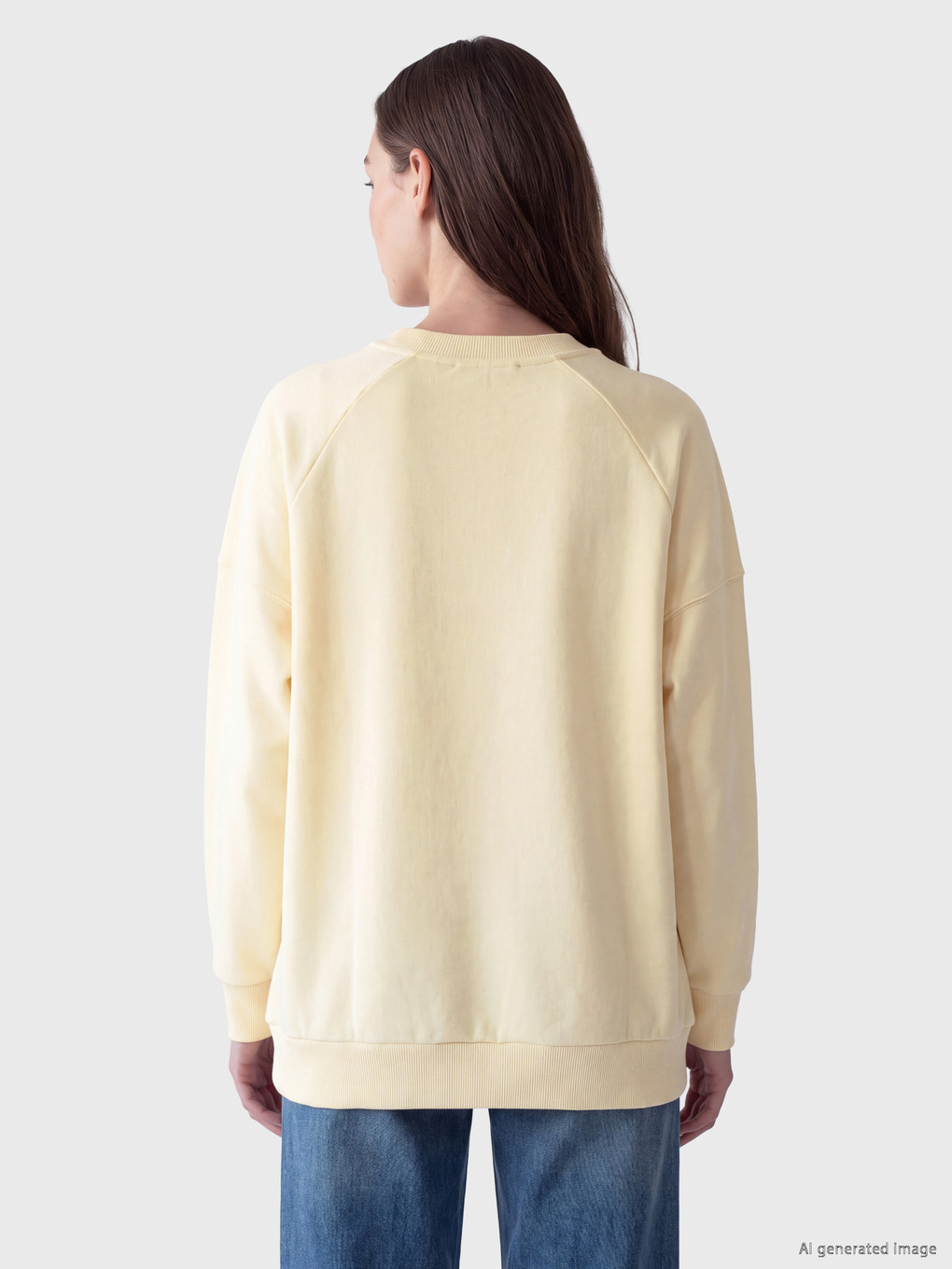 Bej Oversize Kadın Kalın Sweatshirt Tunik-3