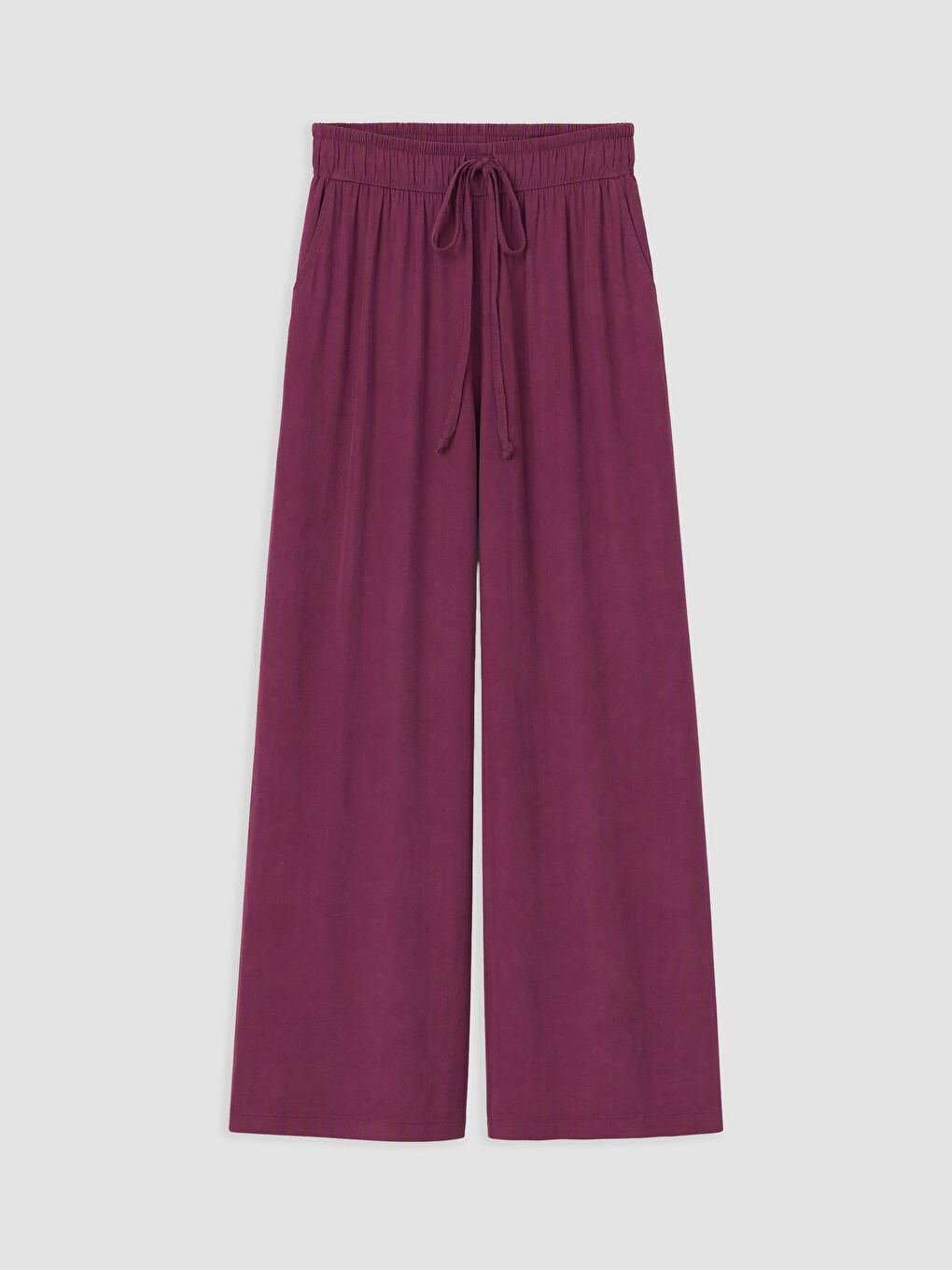 Mürdüm Beli Lastikli Geniş Paça Kadın Pantolon-4