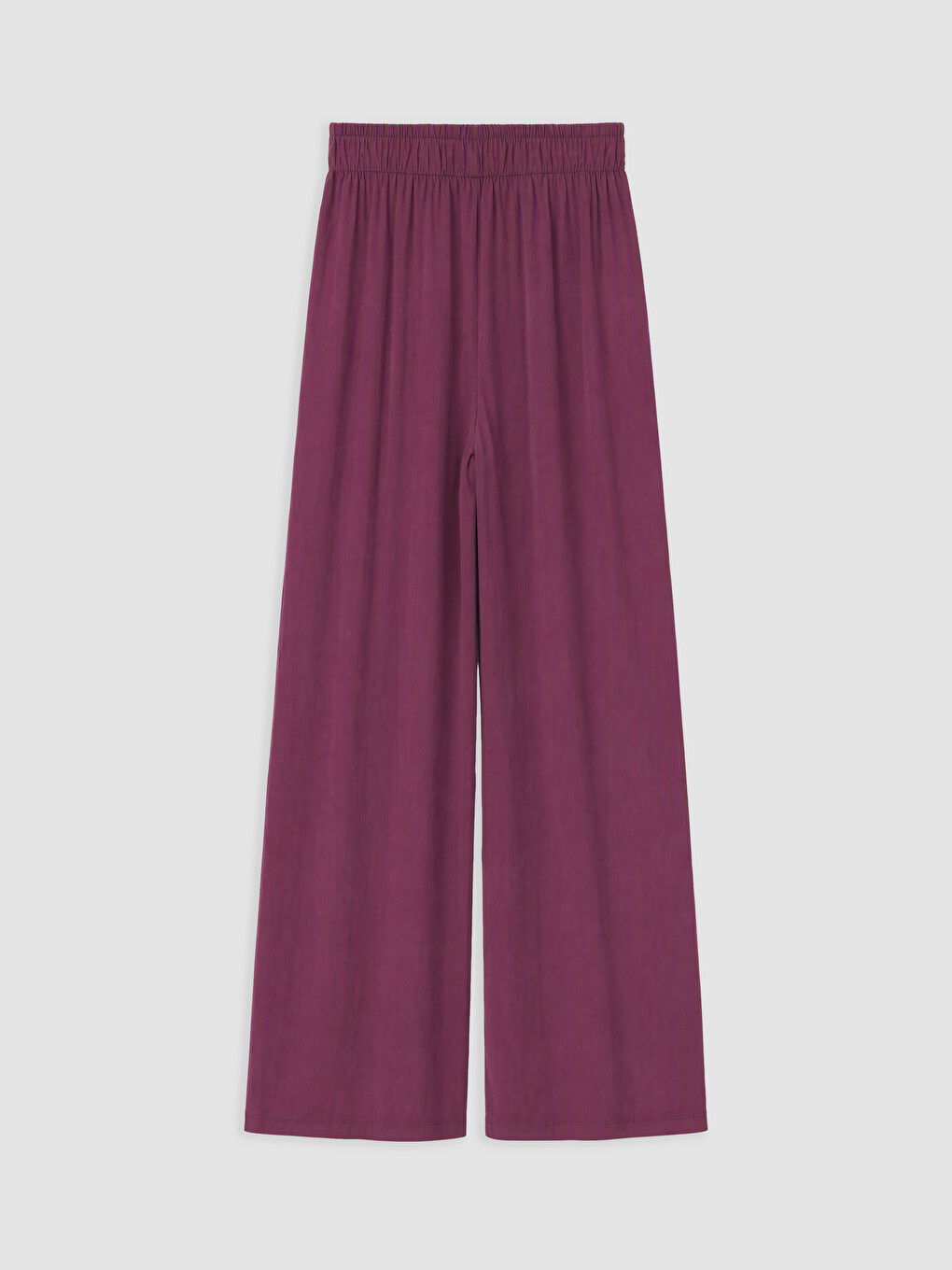 Mürdüm Beli Lastikli Geniş Paça Kadın Pantolon-5
