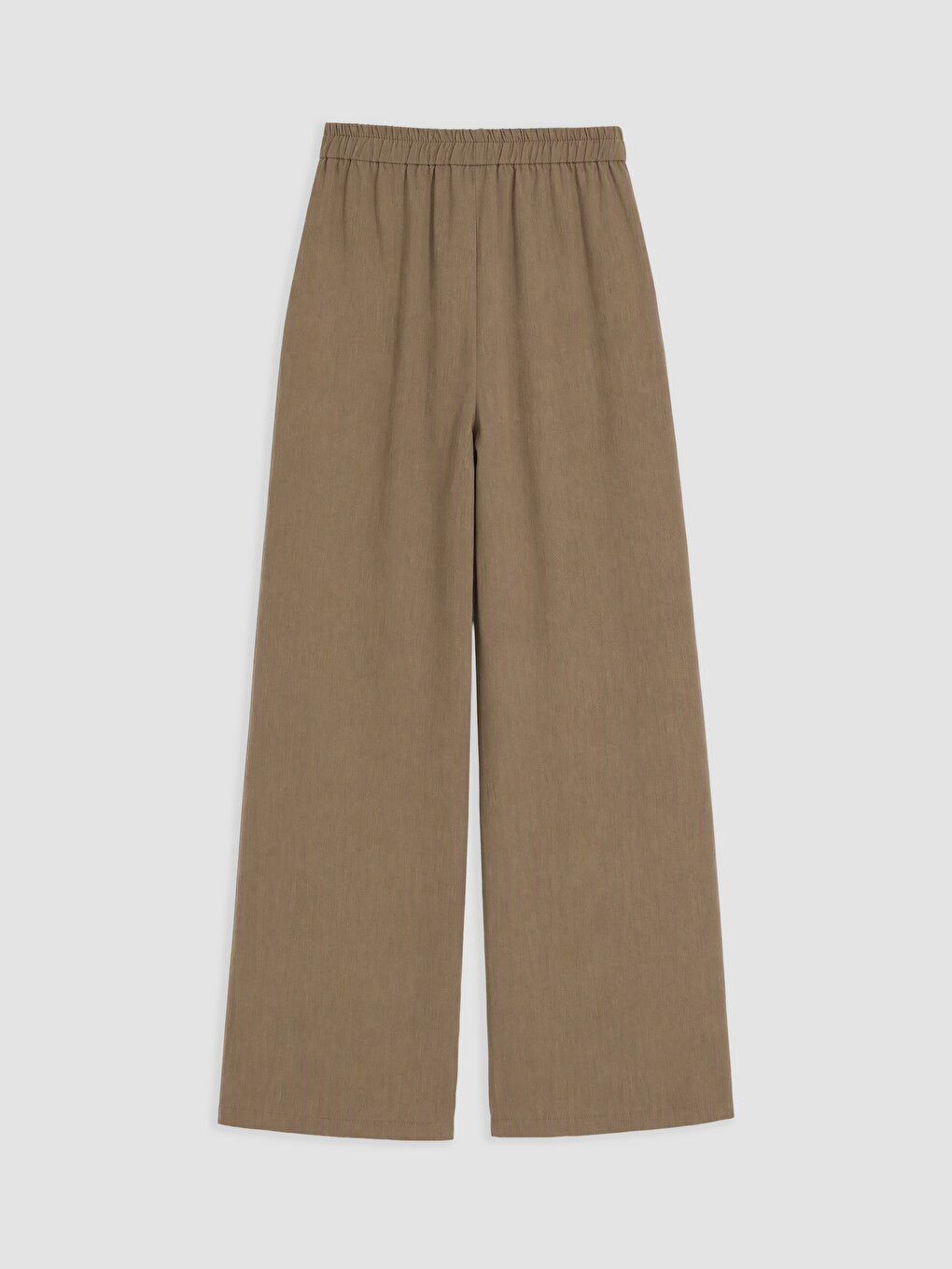 Haki Beli Lastikli Geniş Paça Kadın Pileli Pantolon-5