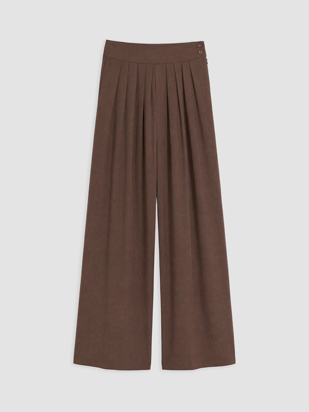 Kahverengi Regular Fit Kadın Pileli Kumaş Pantolon-4