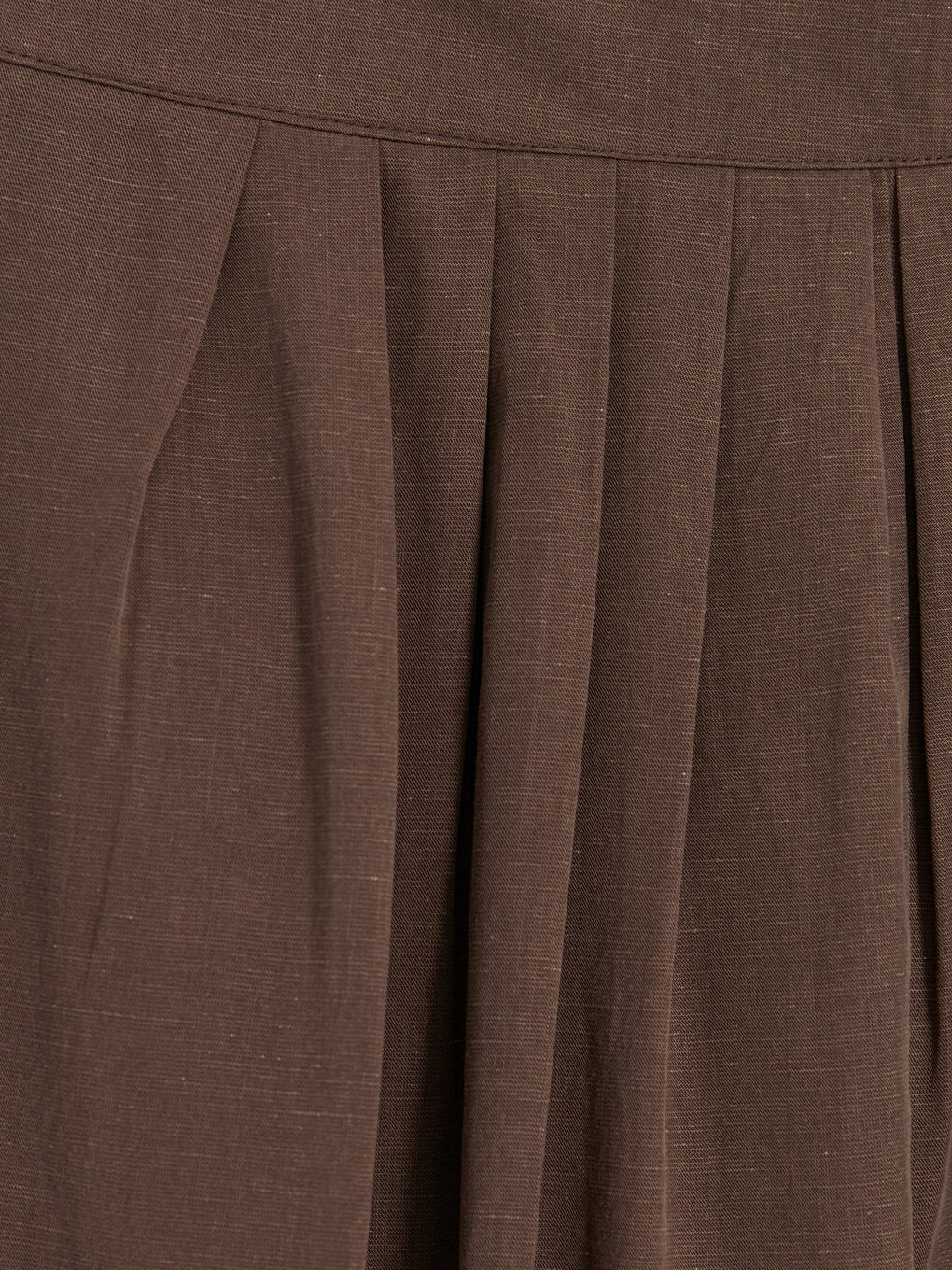 Kahverengi Regular Fit Kadın Pileli Kumaş Pantolon-6