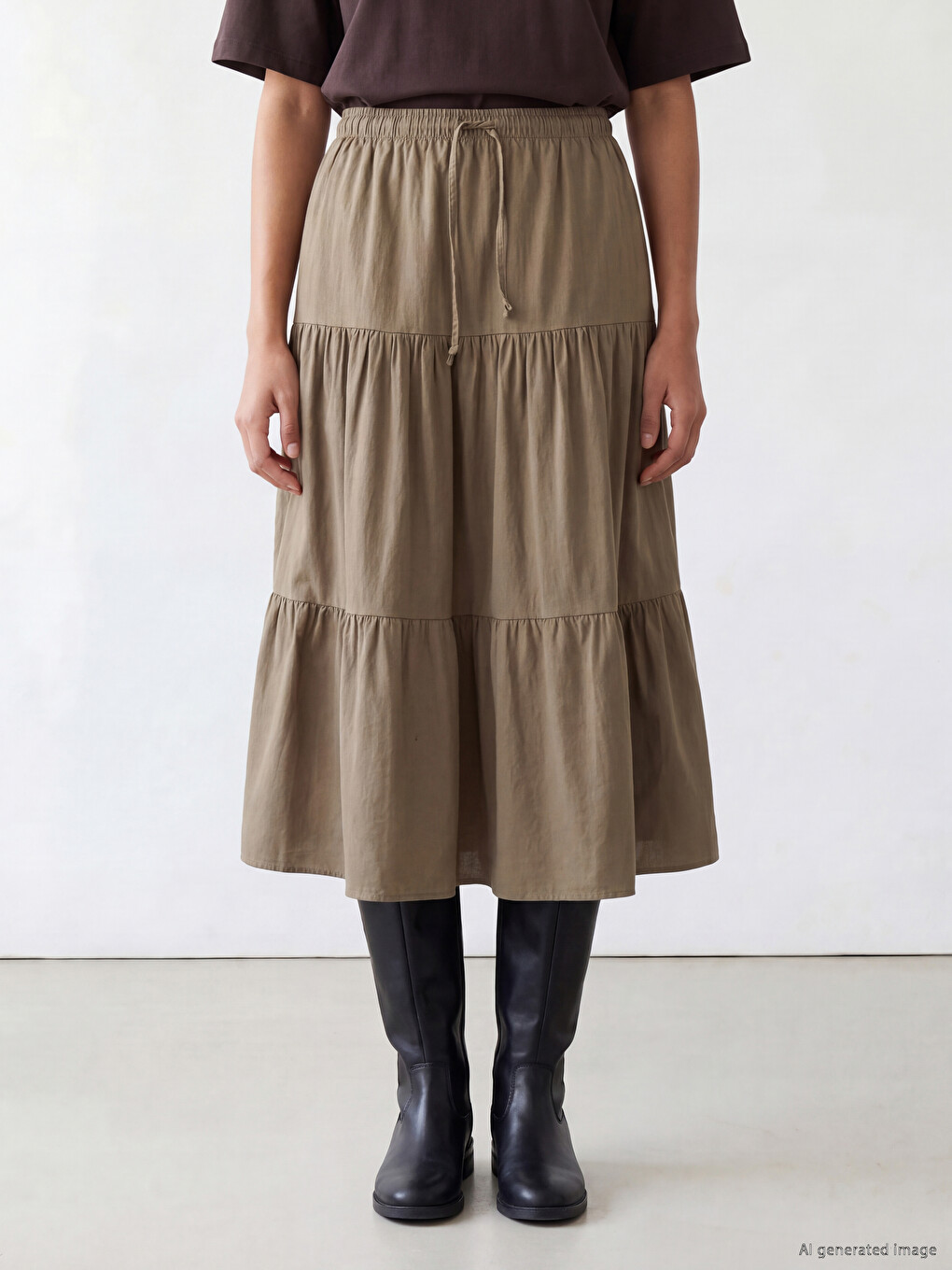 Elastic Waist Layered Skirt-1