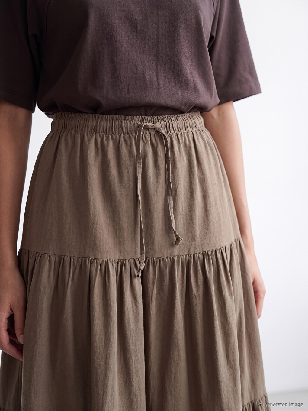 Elastic Waist Layered Skirt-2