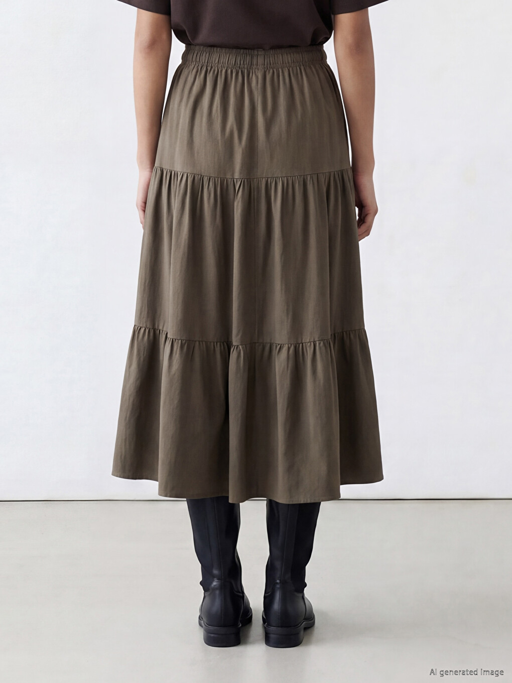 Elastic Waist Layered Skirt-3