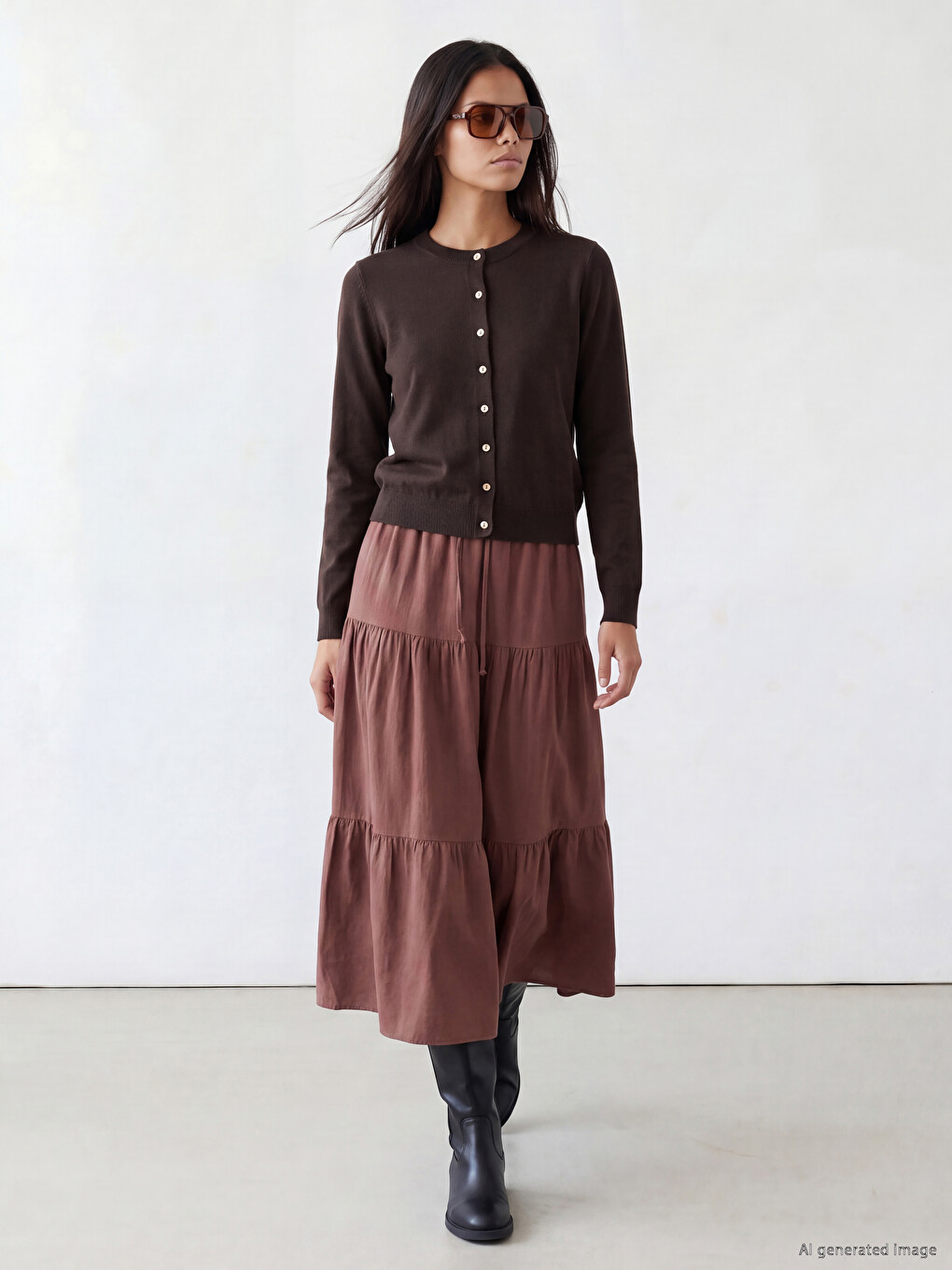 Elastic Waist Layered Skirt