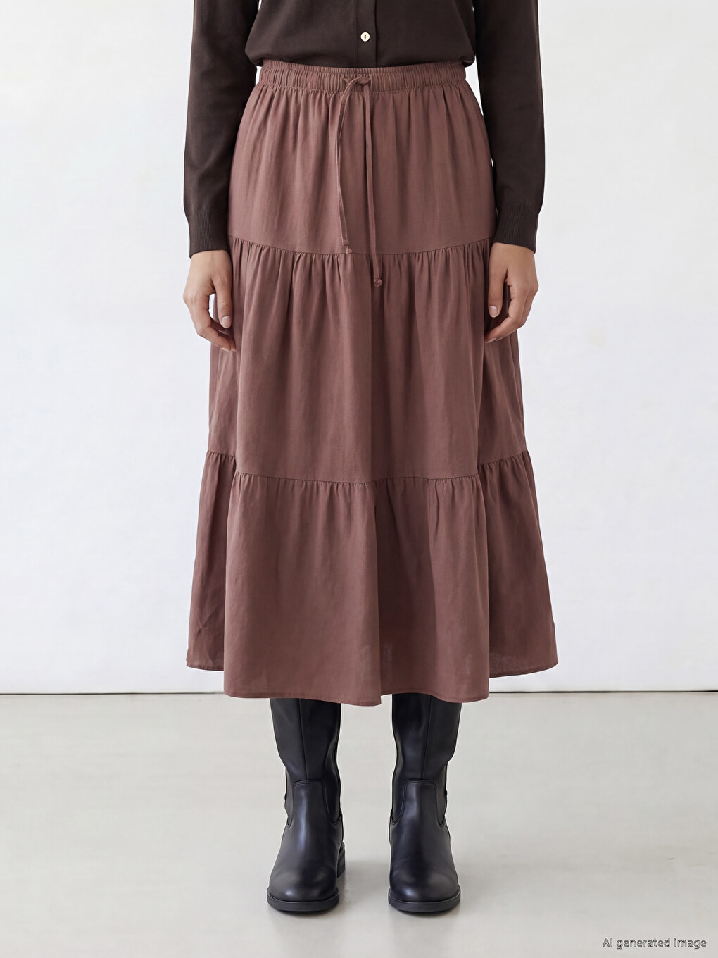 Elastic Waist Layered Skirt-1