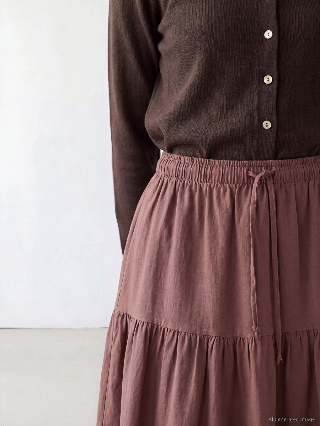 Elastic Waist Layered Skirt-2