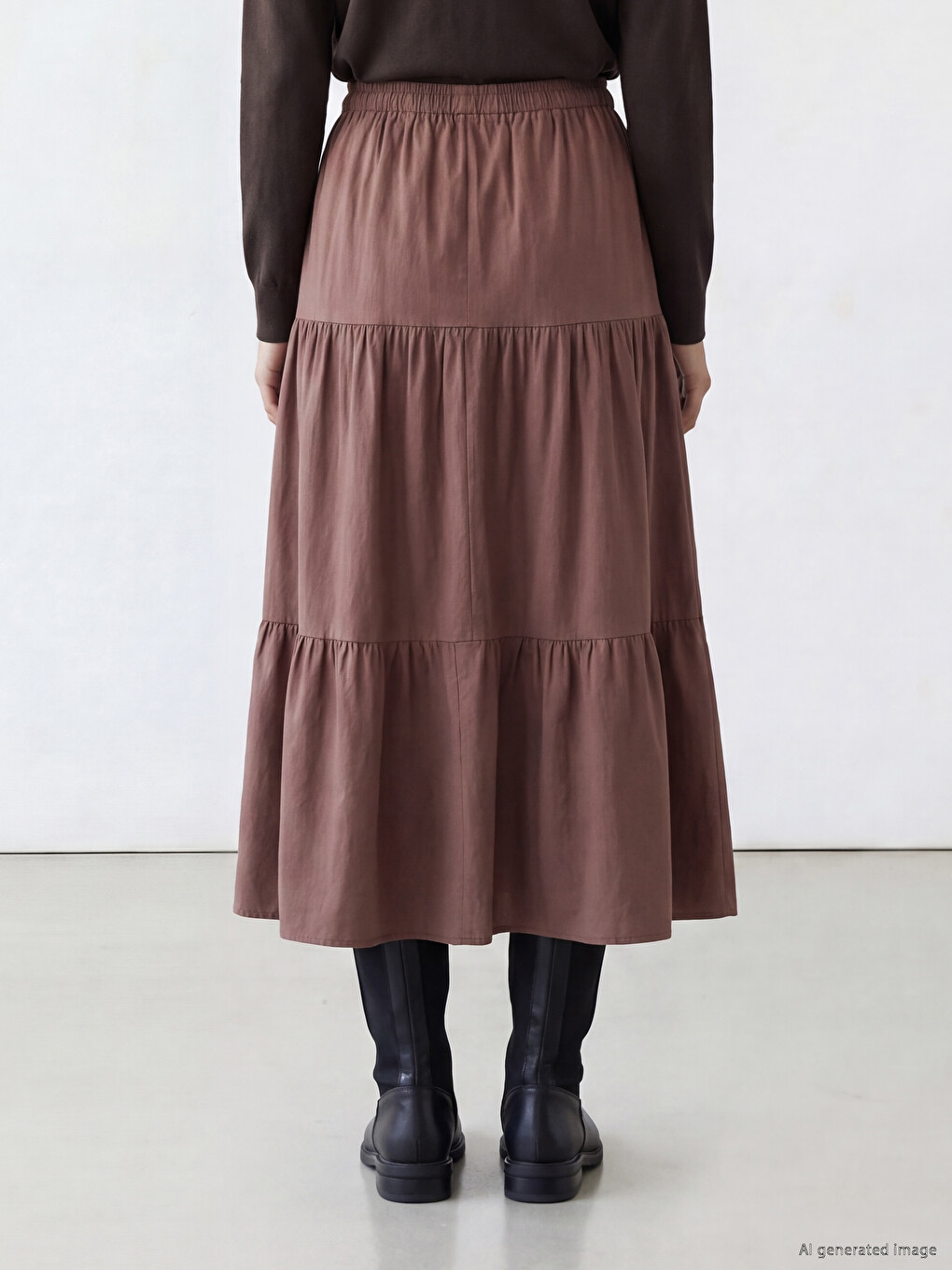 Elastic Waist Layered Skirt-3