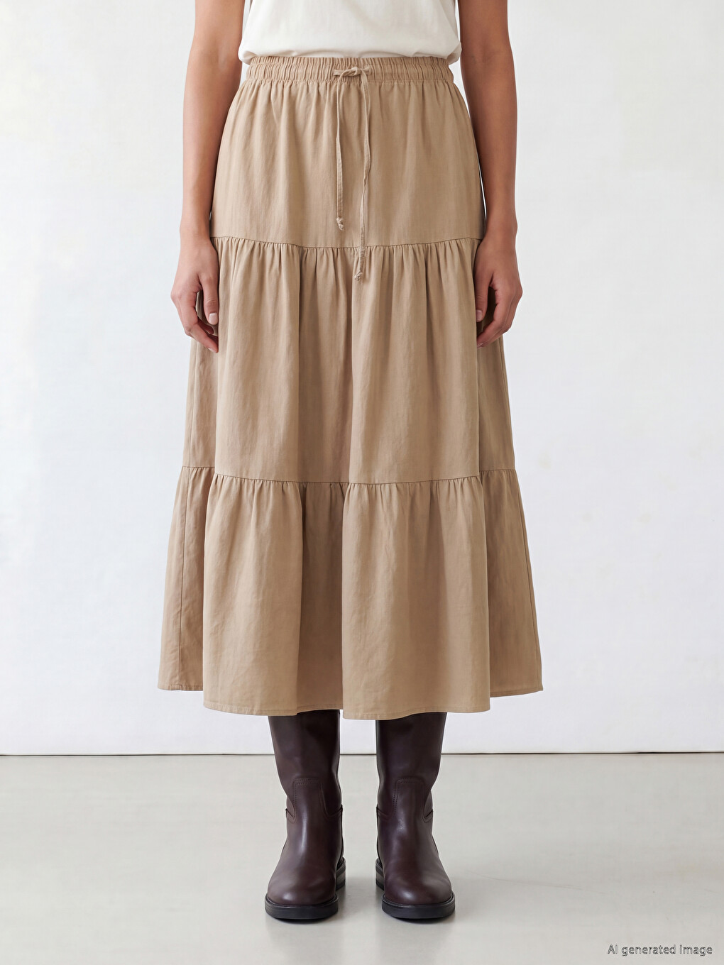 Elastic Waist Layered Skirt-1