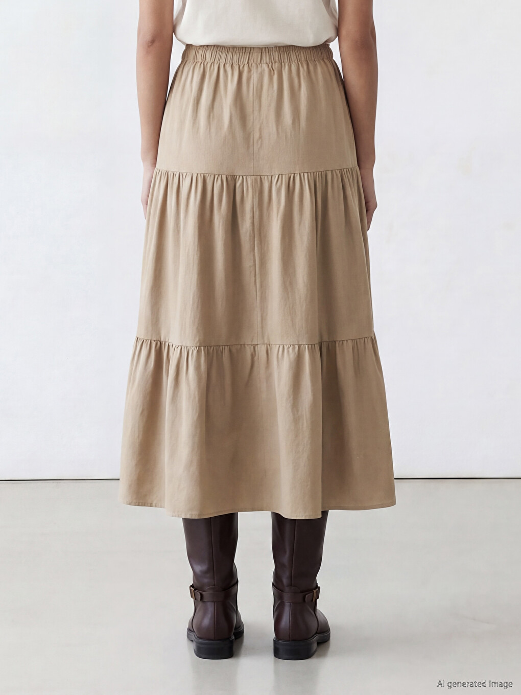 Elastic Waist Layered Skirt-3