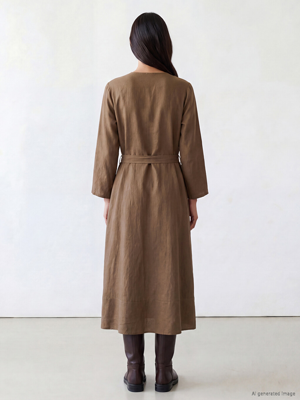 V Neck Sash Dress-3