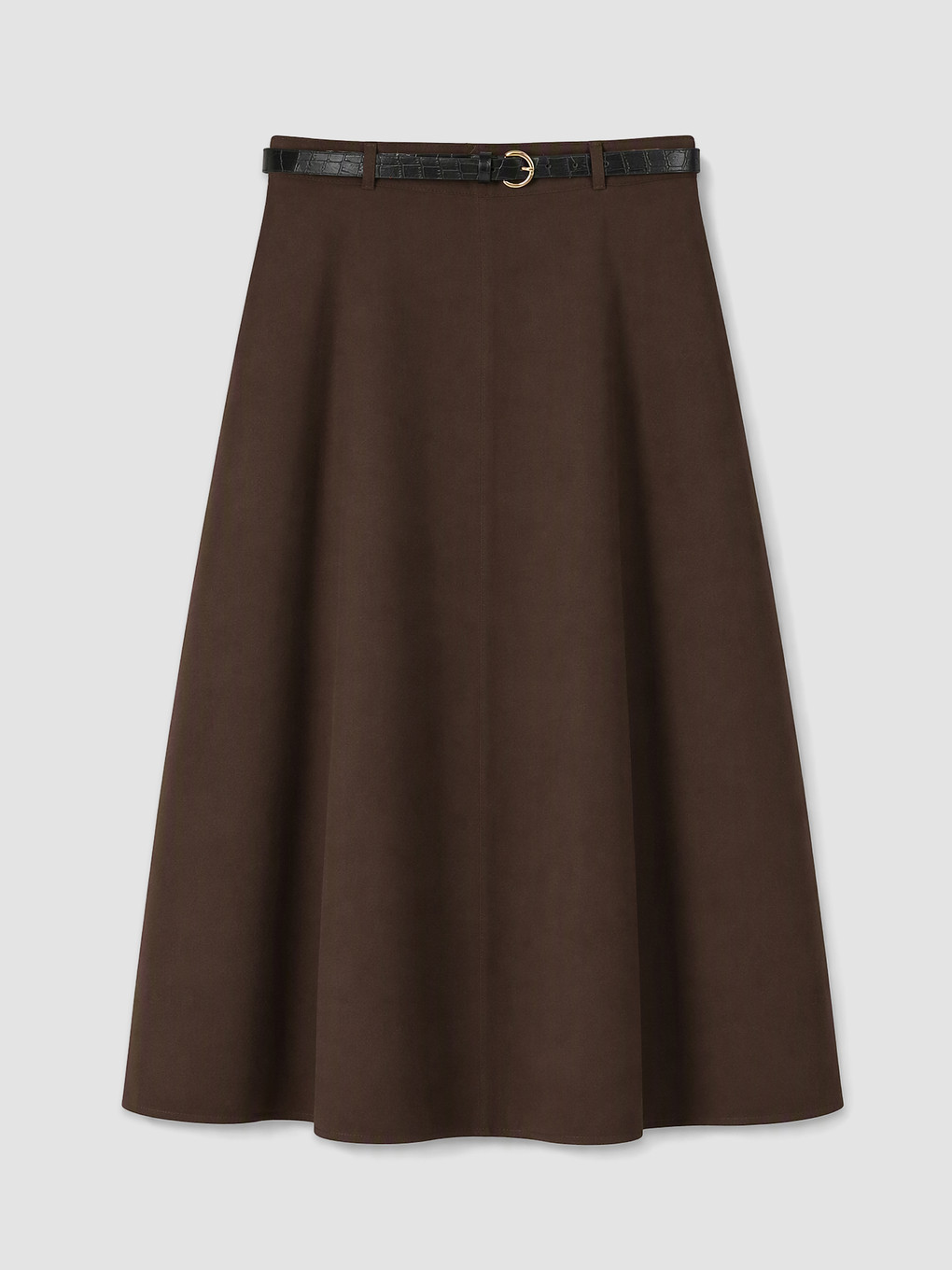 Belted Gabardine Flared Skirt-4