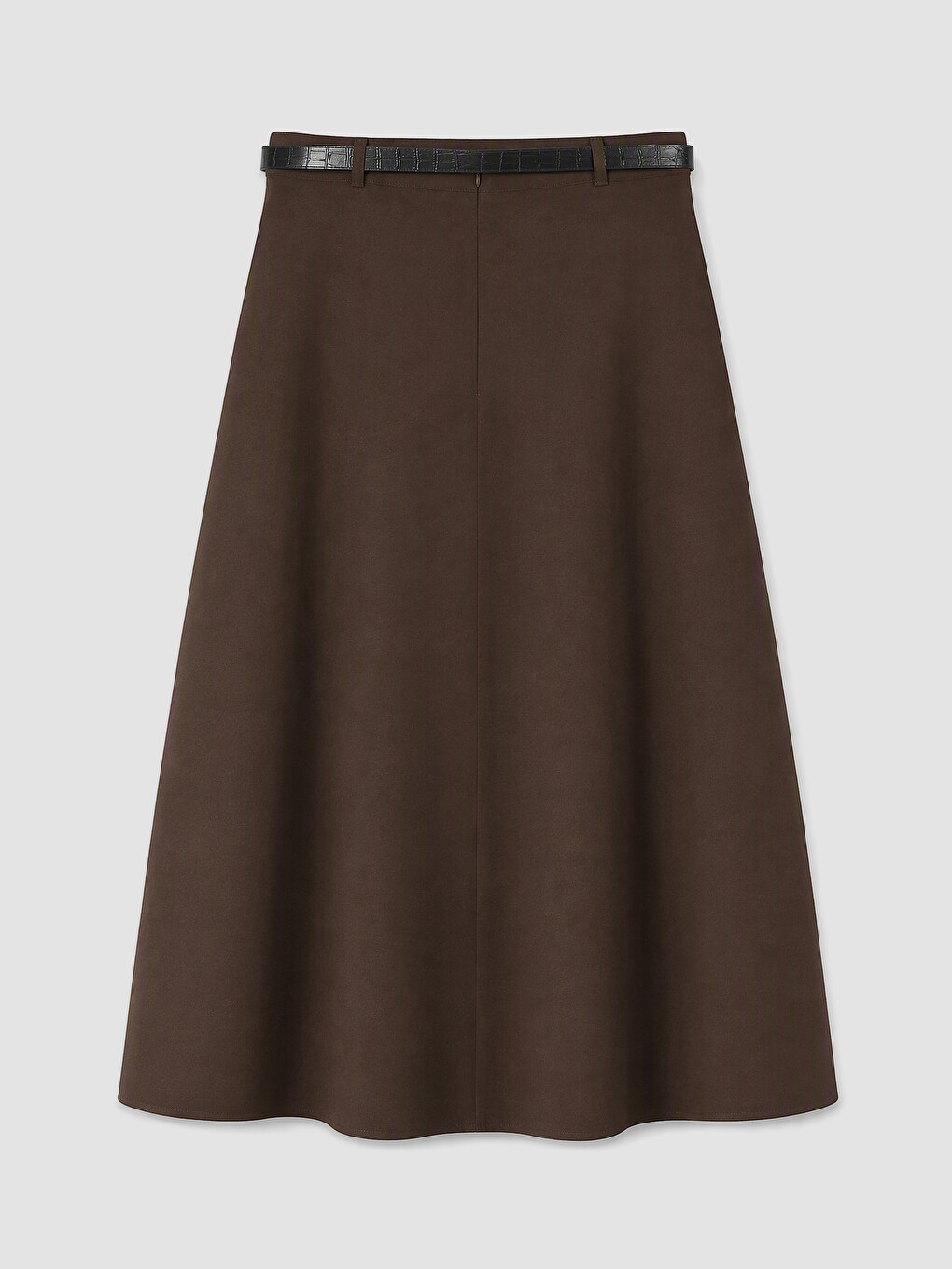 Belted Gabardine Flared Skirt-5