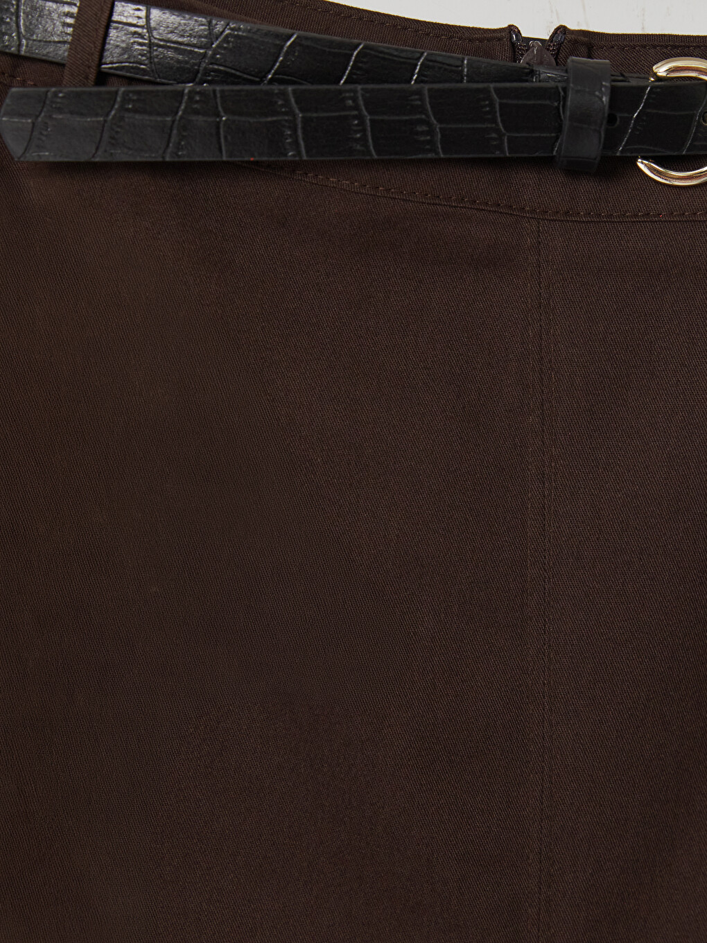 Belted Gabardine Flared Skirt-6