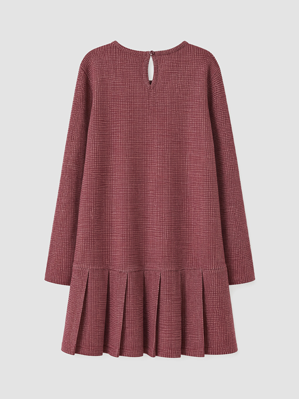 Bordo Bisiklet Yaka Kız Çocuk Elbise-3