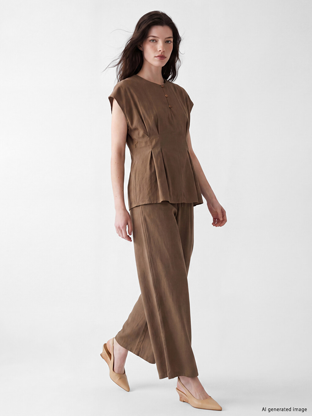 Crew Neck Peplum Blouse-1