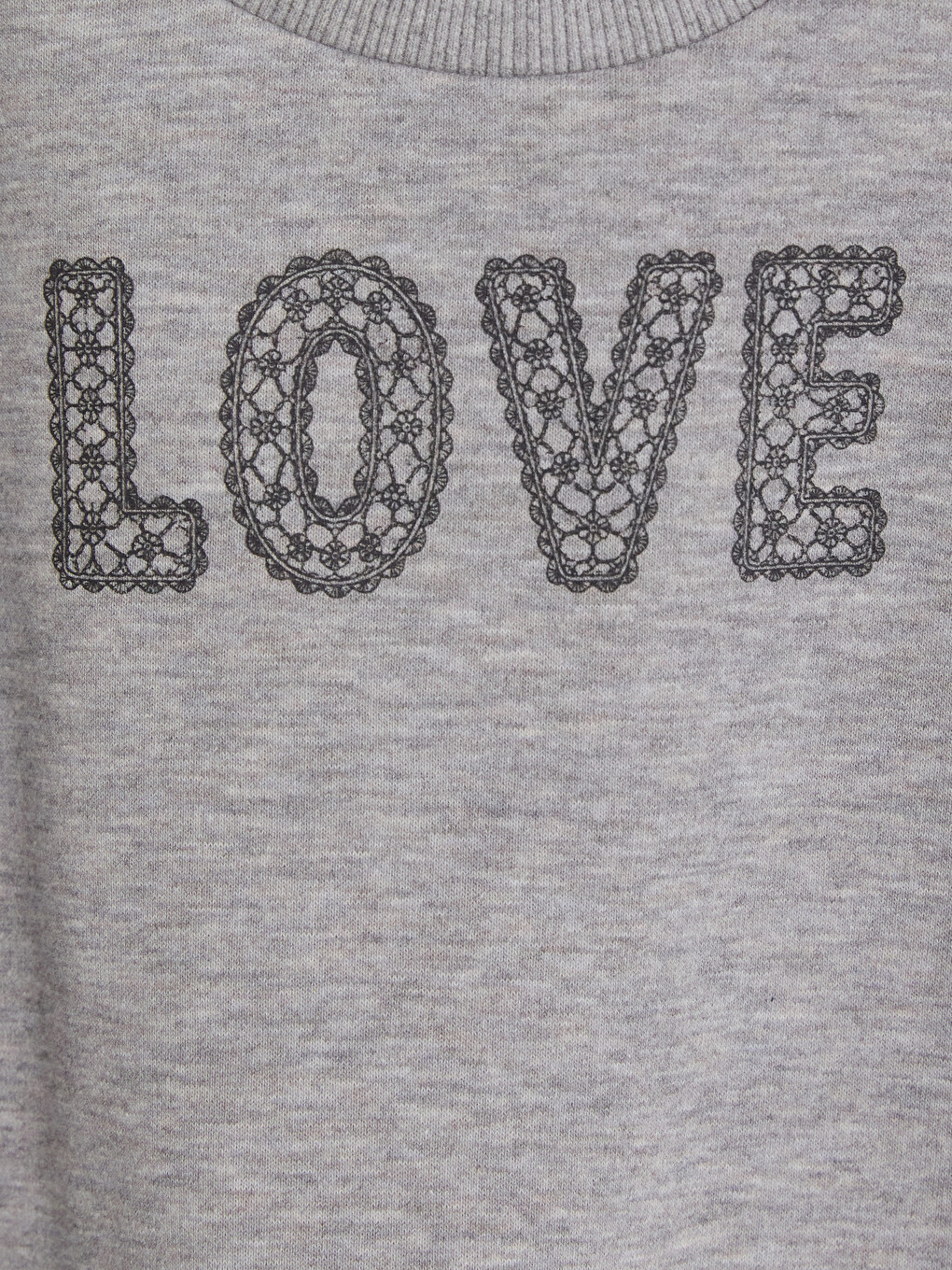 Gri Nakışlı Kız Çocuk Sweatshirt-1