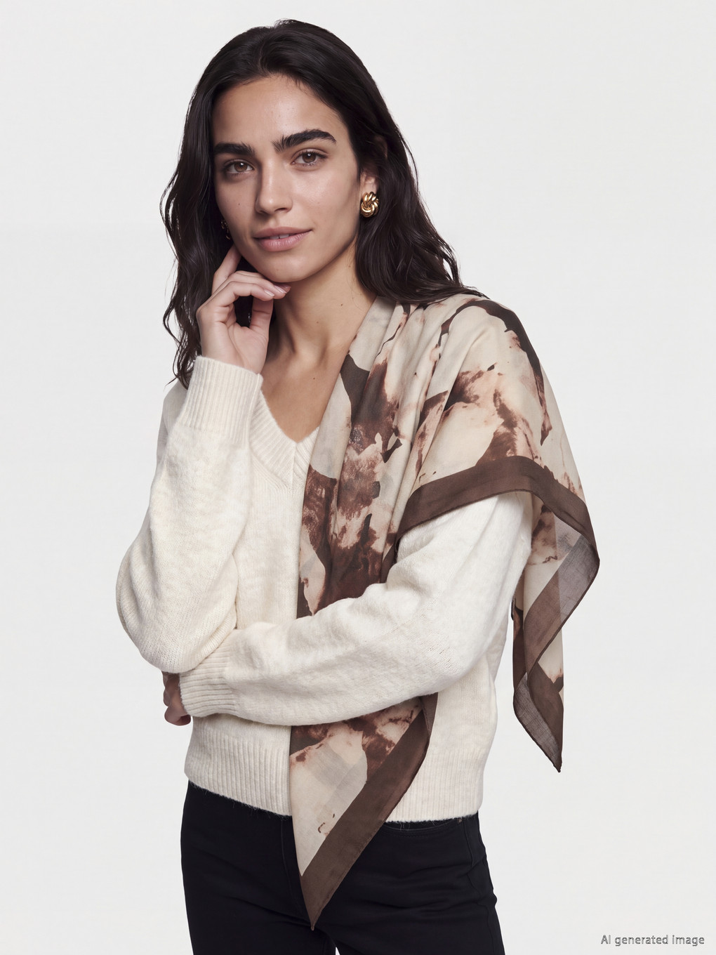 Flower Patterned Women's Shawl-1