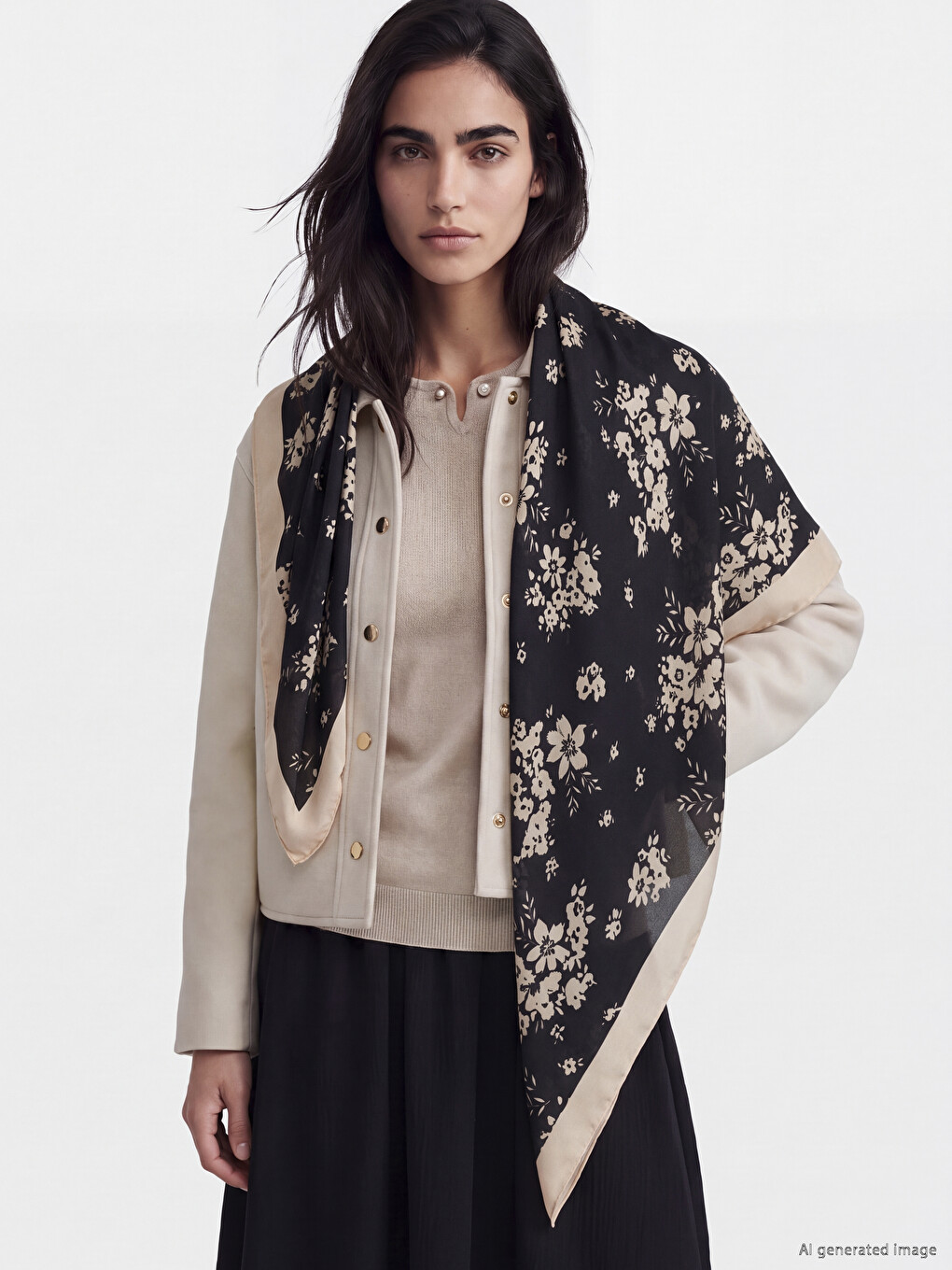 Flower Patterned Women's Shawl-1