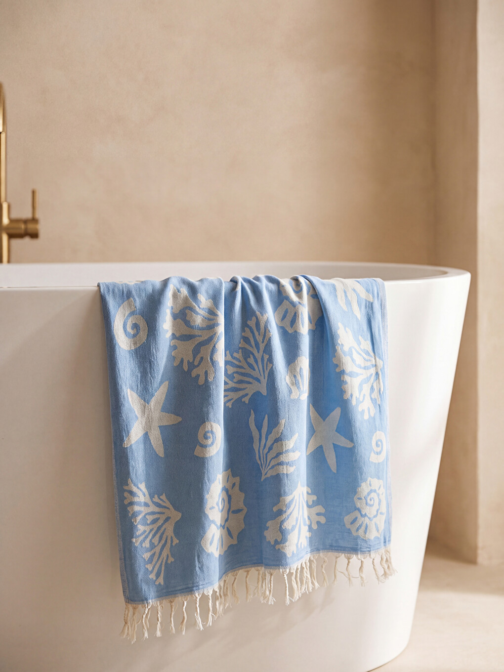Prosop Pestemal Cu Model Sea Shell 90x165 Cm