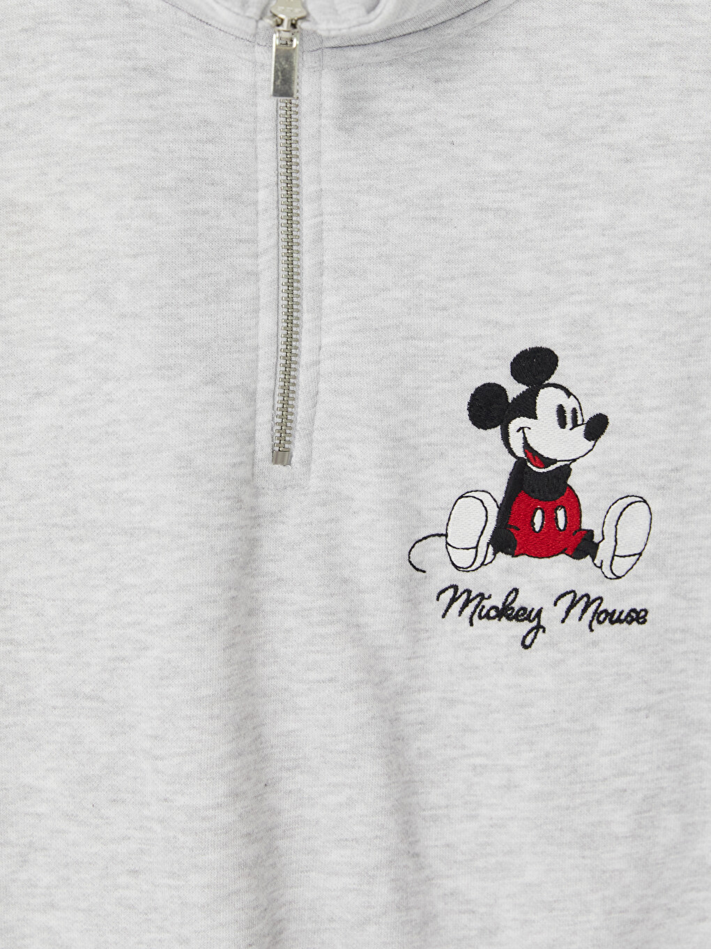 Gri Mickey Mouse Nakışlı Oversize Kadın Sweatshirt-2