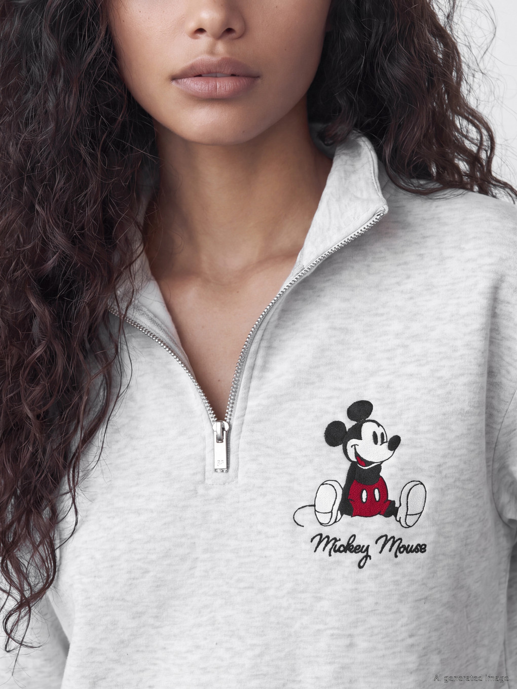 みぃ！ XSIDE Mickey Mouse Nakışlı Oversize Kadın Sweatshirt - W6HY55Z8