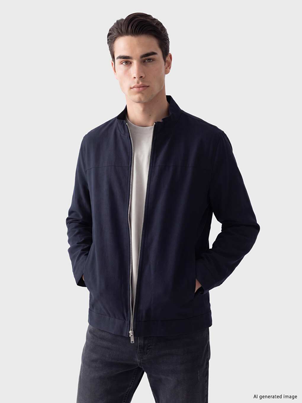 Regular Fit Mock Neck Men's Coat