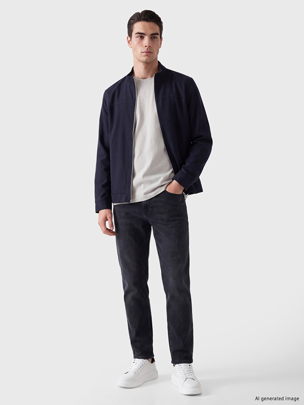 Regular Fit Mock Neck Men's Coat-1