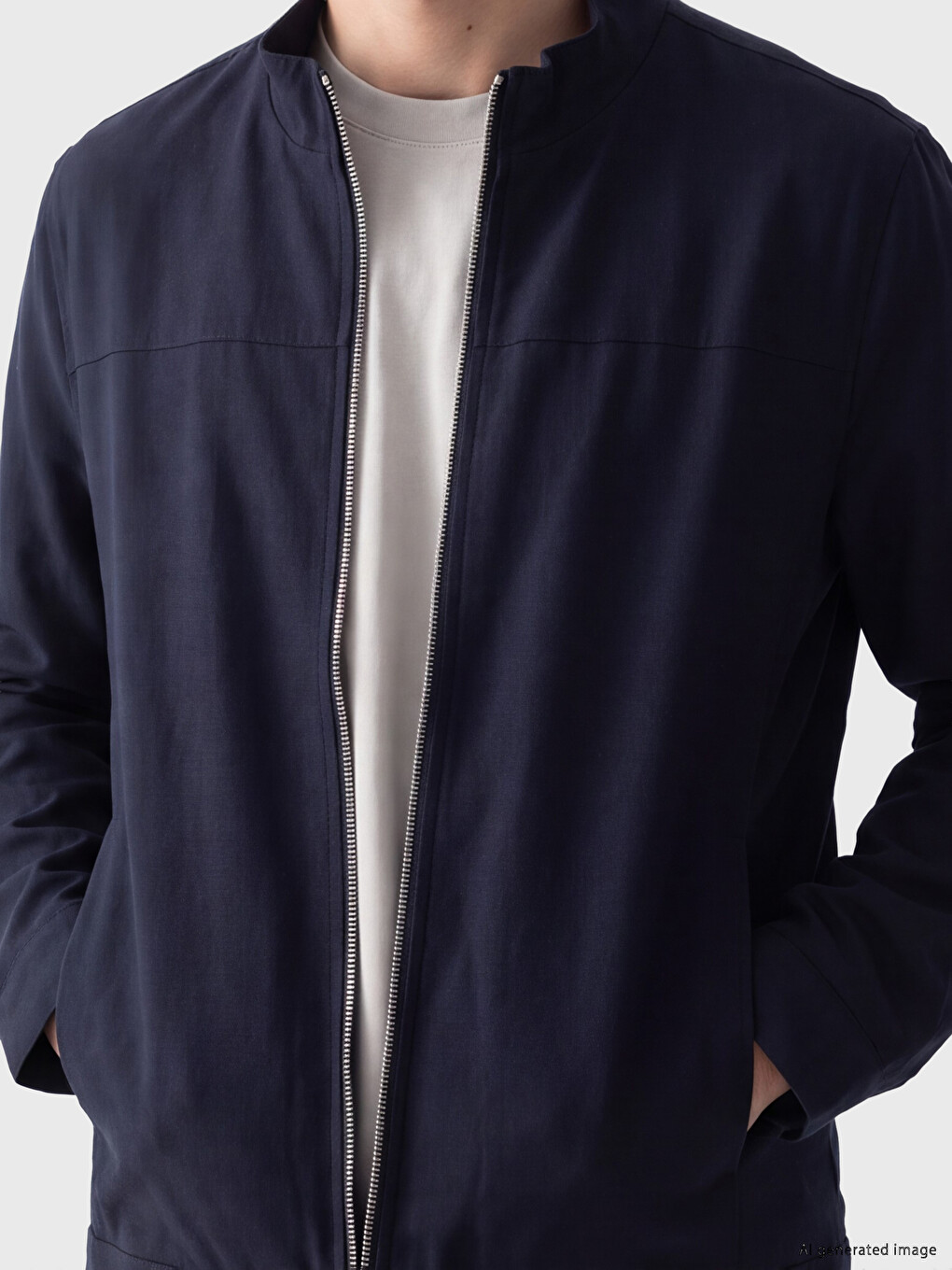Regular Fit Mock Neck Men's Coat-2